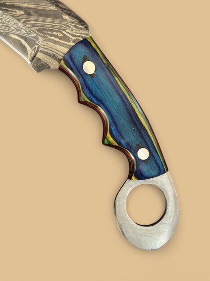 Damascus Karambit Knife 9.5” Handmade Karambit Damascus Steel Knife with Pakkawood Handle