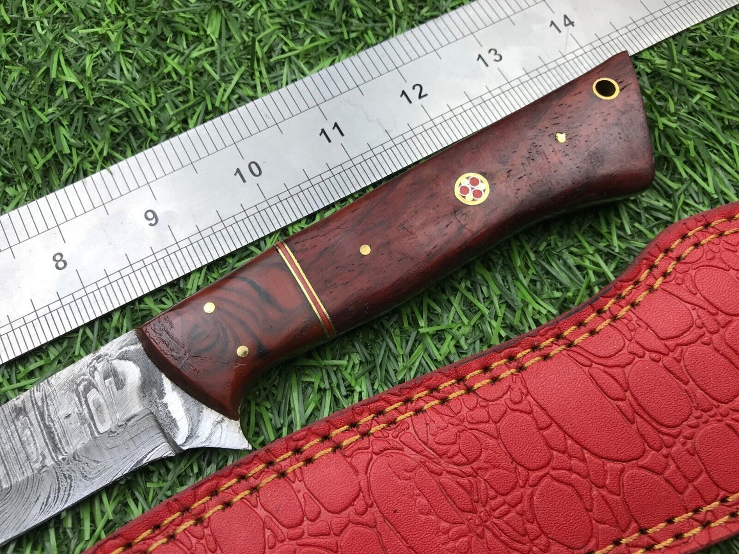 14" Hand Forged Damascus Fillet Knife Damascus Steel Knife W/Sheath