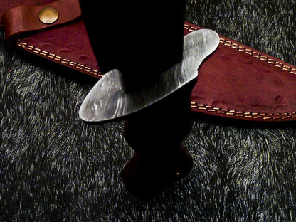 13.5 Inch Handmade Damascus Steel Bowie Knife with Natural Wood Handle