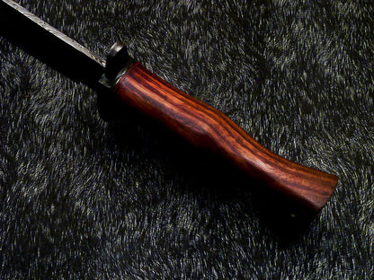 13.5 Inch Handmade Damascus Steel Bowie Knife with Natural Wood Handle