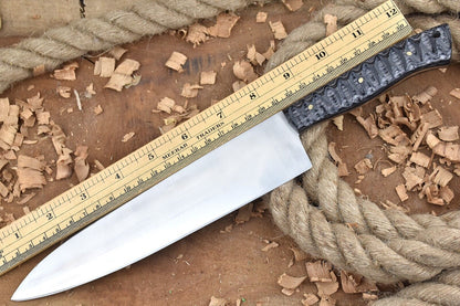Custom Handmade Carbon Steel Kitchen Chef Knife | Full Tang with Leather Sheath