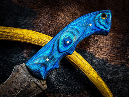 Custom Handmade Skinner Hunting Knife D2 Tool Steel with Camel Bone Handle and Leather Sheath