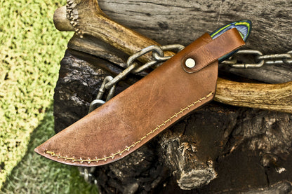 Custom Twist Damascus Skinner Knife with Hardwood Handle – 9 Inch Hunting and Fishing Knife