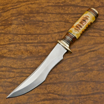 Custom Handmade 12 Inch D2 Steel Hunting Bowie Camping Knife – Full Tang Outdoor Survival Blade