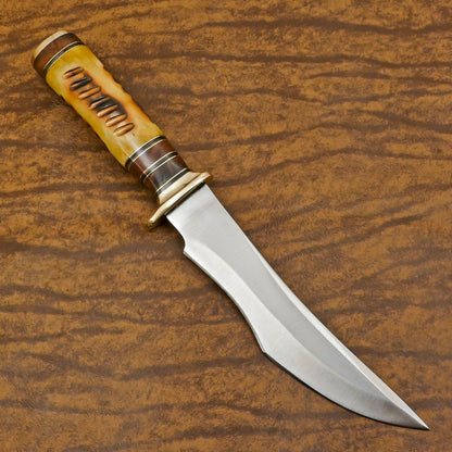Custom Handmade 12 Inch D2 Steel Hunting Bowie Camping Knife – Full Tang Outdoor Survival Blade