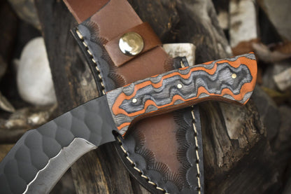 7.5" Skinner Knife | AUS-8 Steel Blade | Hardwood Handle | Outdoor Gift with Leather Sheath