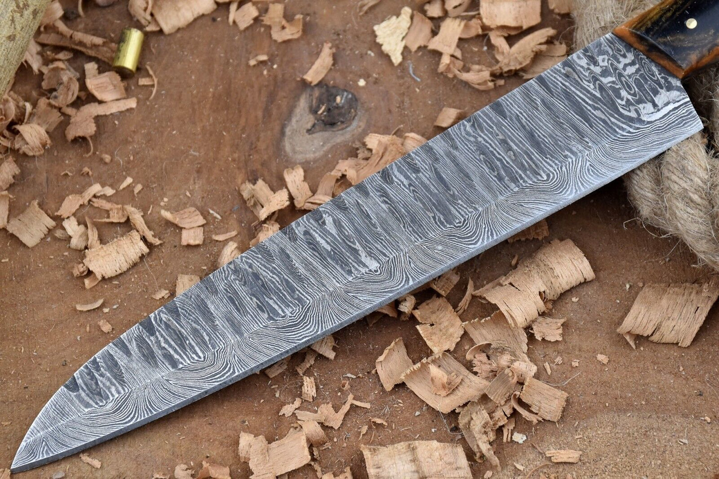 Custom Handmade Forged Damascus Steel Kitchen Chef Knife – 13" Full Tang with Leather Sheath