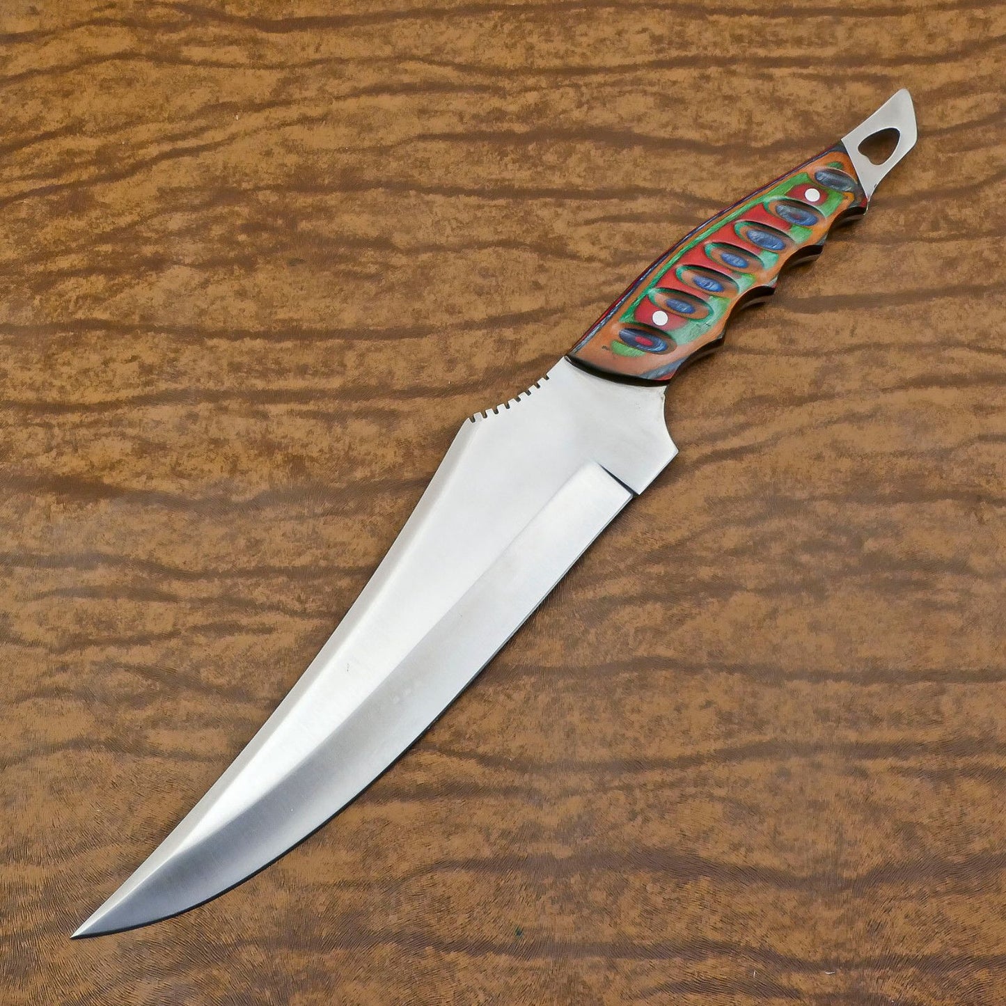 Titan Outdoor D2 Bowie Knife | 12-Inch Full Tang with Pakka Wood Handle