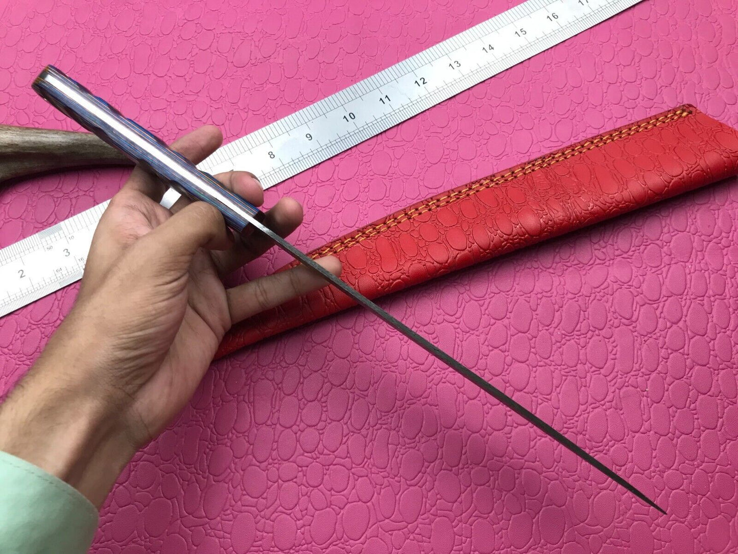 14" Handmade Damascus Fillet Knife Premium Damascus Steel Knife W/Sheath