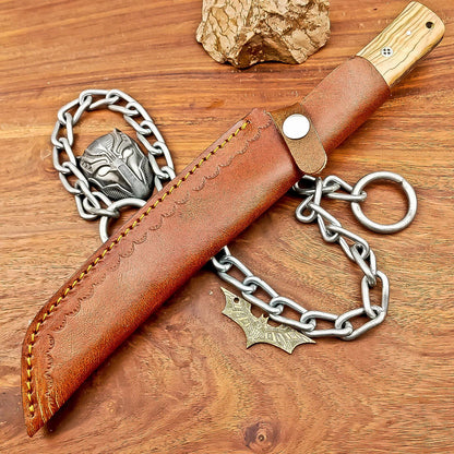 12 Inch Custom Damascus Steel Bowie Knife with Resin and Wood Handle