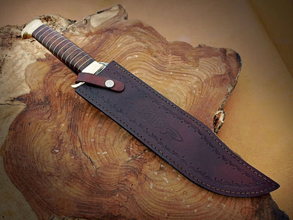 18" Handmade D2 Steel Crocodile Dundee Survival Bowie Knife – High Polish Hunting Blade