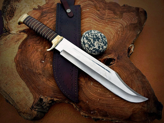 18" Handmade D2 Steel Crocodile Dundee Survival Bowie Knife – High Polish Hunting Blade