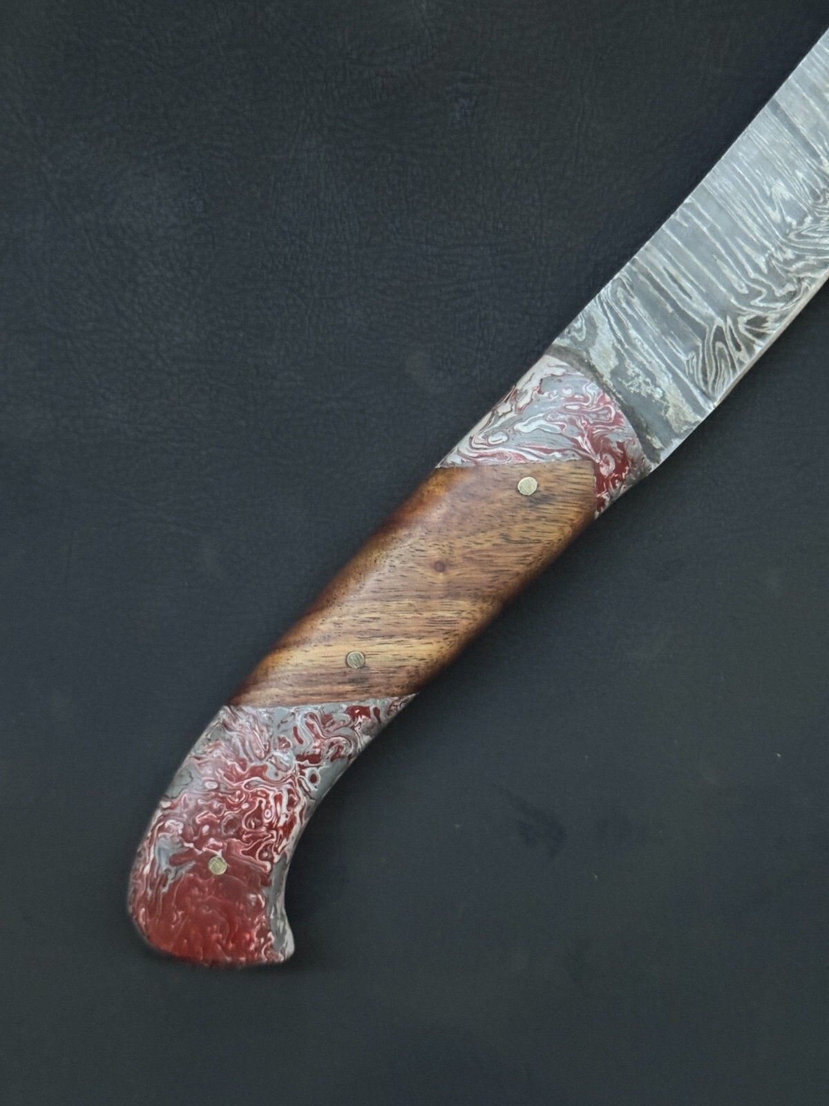 12" Handmade Damascus Fillet Knife Custom Fillet Knife with Resin & Wood Handle