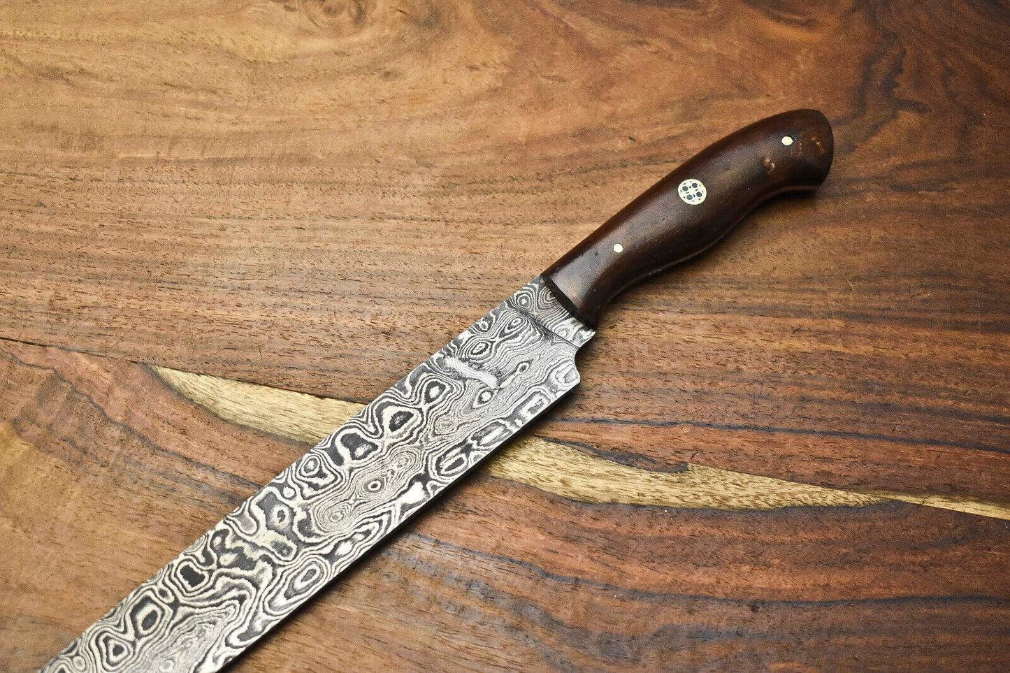 Real Damascus Steel Chef Knife – Custom Handmade Full Tang Design