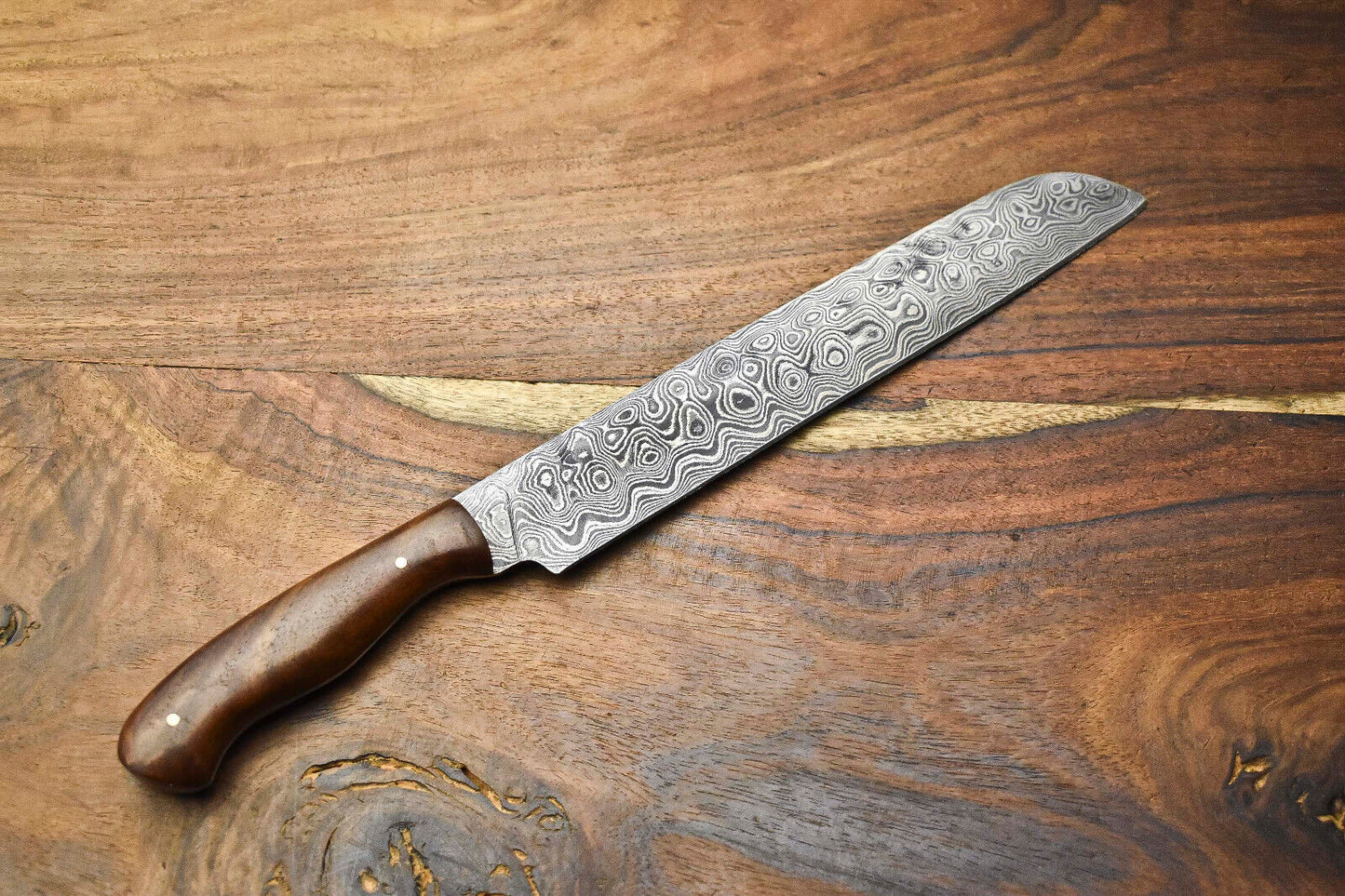 Real Damascus Steel Chef Knife – Custom Handmade Full Tang Design