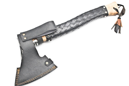 Handmade High Carbon Steel Vikings Hatchet | 19-Inch Blade Axe with Leather Wrap