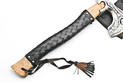 Handmade High Carbon Steel Vikings Hatchet | 19-Inch Blade Axe with Leather Wrap