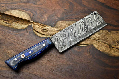 Custom Handmade Damascus Steel Chef Chopper Knife – Full Tang Forged Blade