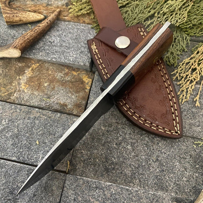 8" Handmade D2 Tool Steel Bushcraft Bowie Knife – Wood & Horn Handle