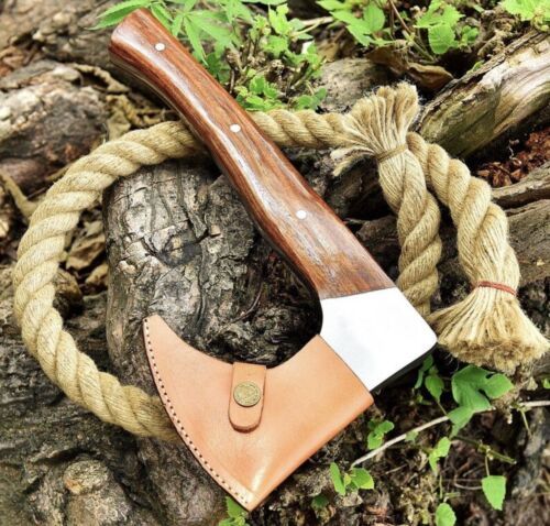 Custom Handmade High Carbon Steel Tomahawk Axe | Viking Hatchet with Leather Sheath