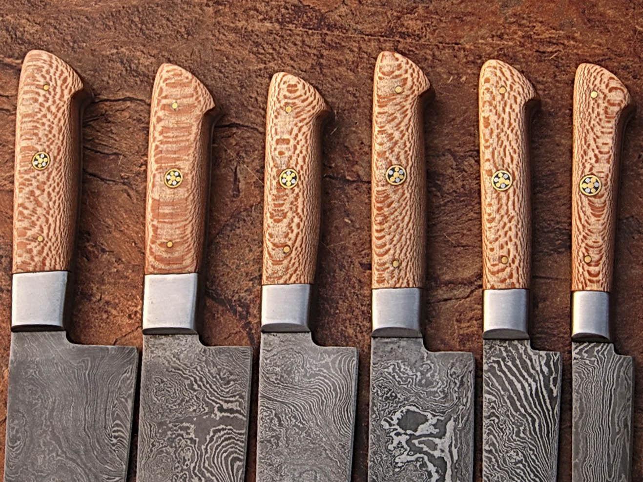 Custom Handmade Damascus Steel 6-Piece Japanese Chef Knife Set – Heritage Forge