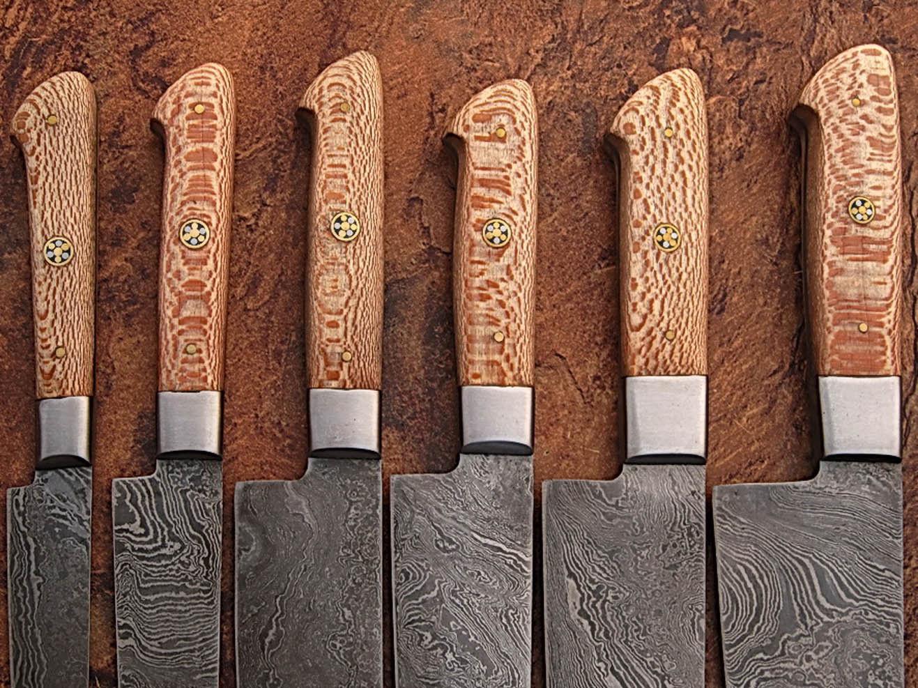 Custom Handmade Damascus Steel 6-Piece Japanese Chef Knife Set – Heritage Forge