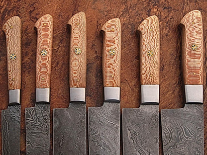 Custom Handmade Damascus Steel 6-Piece Japanese Chef Knife Set – Heritage Forge