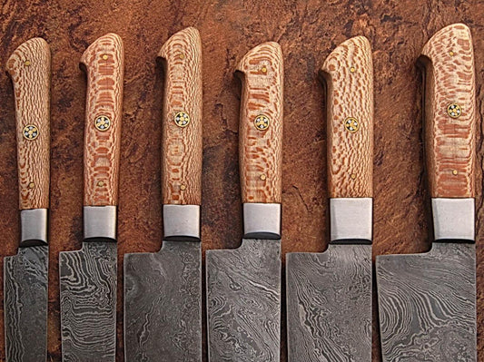 Custom Handmade Damascus Steel 6-Piece Japanese Chef Knife Set – Heritage Forge
