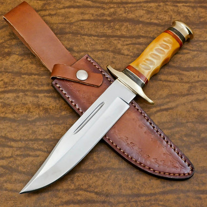 Custom Handmade 12 Inch D2 Steel Blade Hunting Bowie Camping Knife