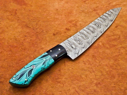 12" Custom Handmade Damascus Steel Chef Knife with Resin Handle –