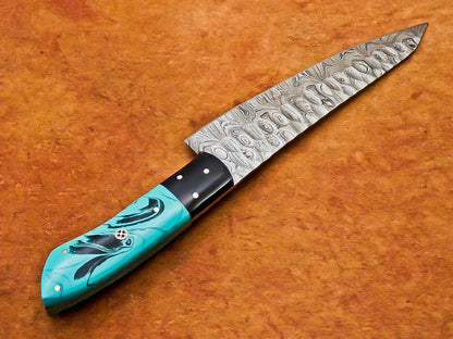 12" Custom Handmade Damascus Steel Chef Knife with Resin Handle –