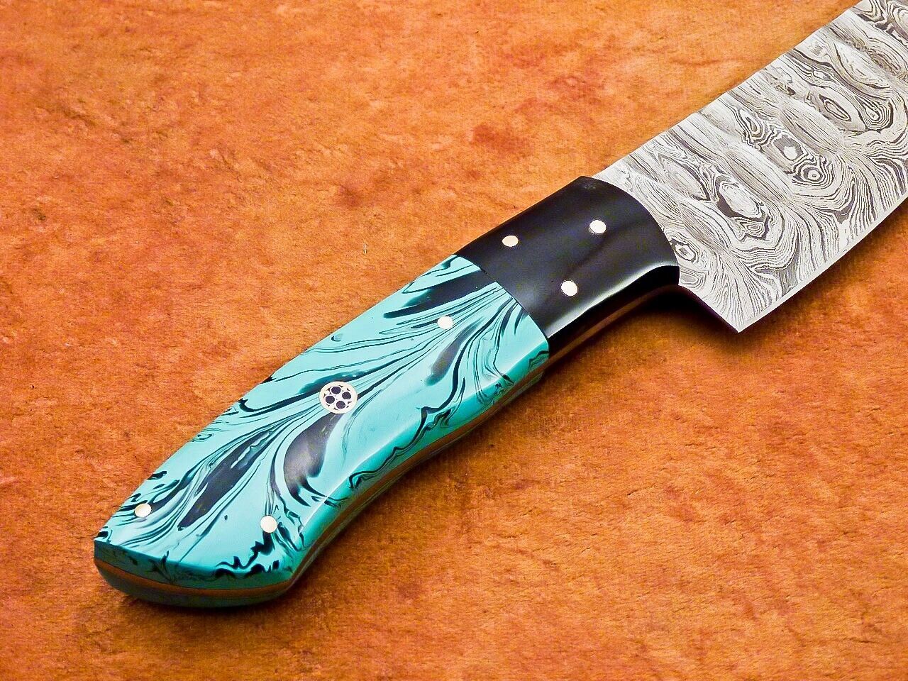 12" Custom Handmade Damascus Steel Chef Knife with Resin Handle –