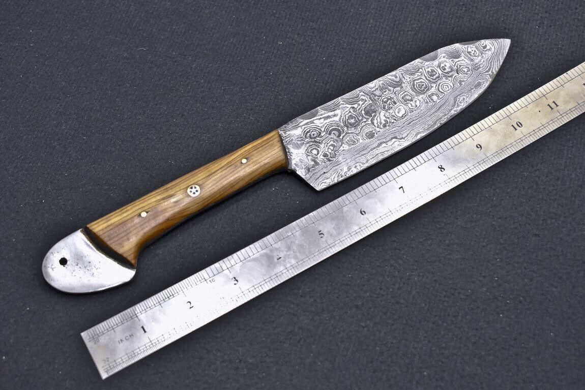 Custom Hand Forged Damascus Blade Professional Kitchen Chef Knife  With Olive Wood Handle