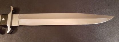 Handmade D2 Steel Hunting Bowie Knife | 12" Fixed Blade with Green Micarta Handle & Leather Sheath