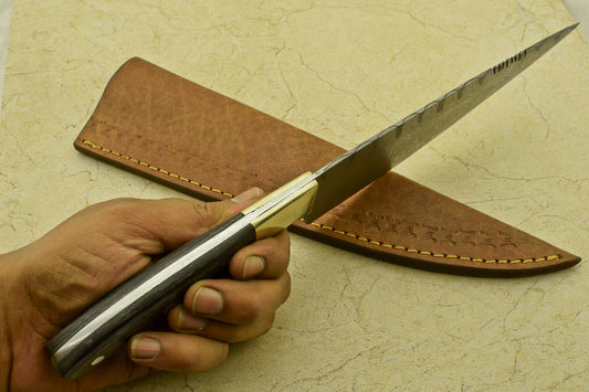 HANDMADE FORGED DAMASCUS STEEL CHEF KITCHEN KNIFE WITH PAKKA WOOD HANDLE