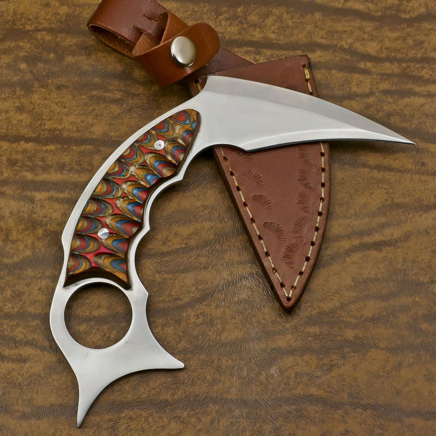 Custom Forged D2 Steel Karambit Handmade Knife 8" With Hard Wood Handle Best Karambit