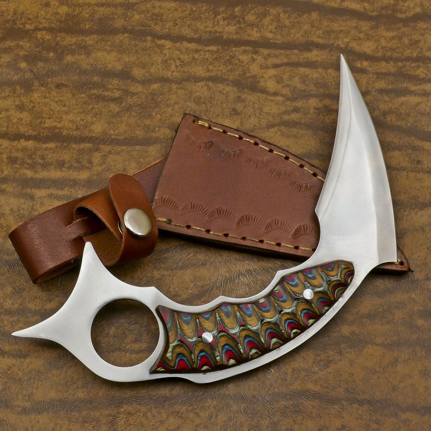 Custom Forged D2 Steel Karambit Handmade Knife 8" With Hard Wood Handle Best Karambit