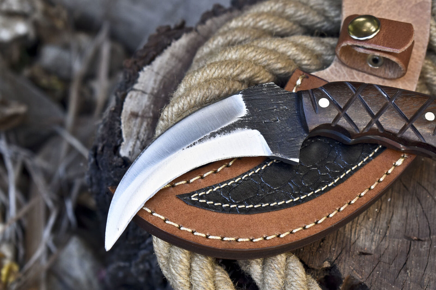 Handmade D2 8" Stainless Steel Karambit Knife Best Karambit With Wood Handle