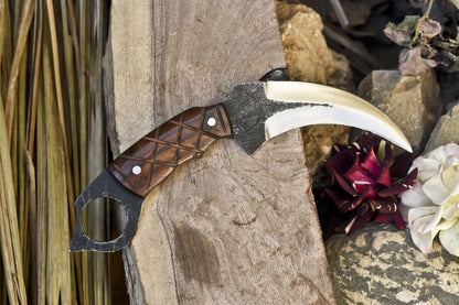 Handmade D2 8" Stainless Steel Karambit Knife Best Karambit With Wood Handle