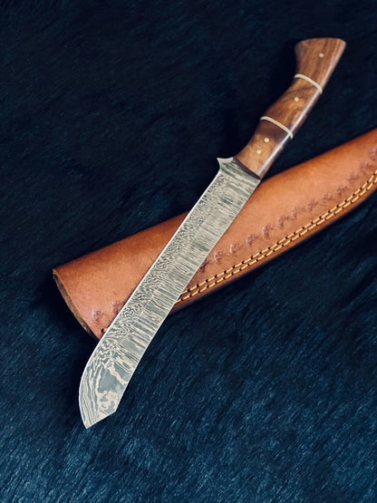 13" Custom Handmade Damascus Fillet Knife Custom Fillet Knife With Wood Handle & Sheath