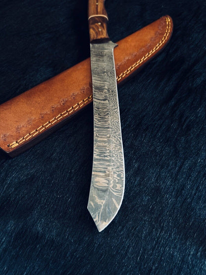 13" Custom Handmade Damascus Fillet Knife Custom Fillet Knife With Wood Handle & Sheath