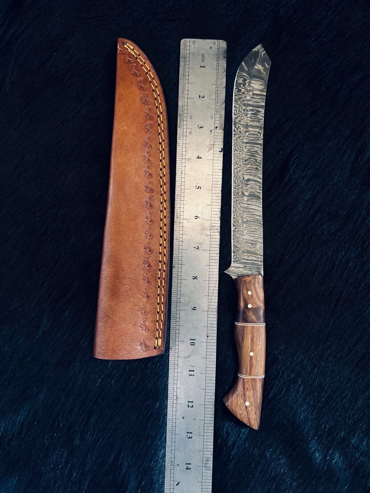 13" Custom Handmade Damascus Fillet Knife Custom Fillet Knife With Wood Handle & Sheath