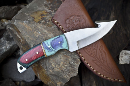 Skinner Knife w/Gut Hook – 440C Steel, Mixed Material Handle, Hunting Knife