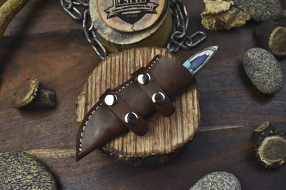 Twist Damascus Skinner Knife with Mixed Material Handle Custom Tactical Blade