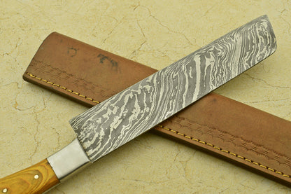 Custom Handmade Forged Damascus Steel Chef Kitchen Knife with Pakka Wood Handle – 13" Professional Knife