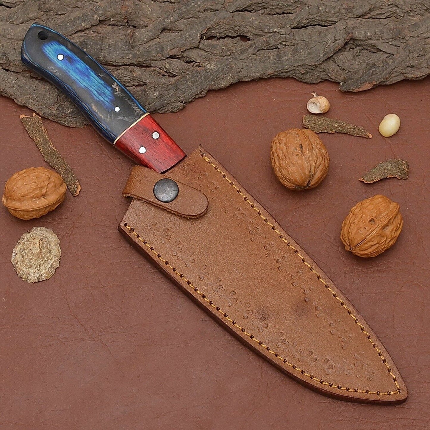 Premium Handmade Damascus Steel Kitchen Fillet Chef Knife with Ergonomic Pakka Wood Handle