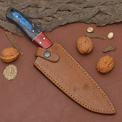Premium Handmade Damascus Steel Kitchen Fillet Chef Knife with Ergonomic Pakka Wood Handle