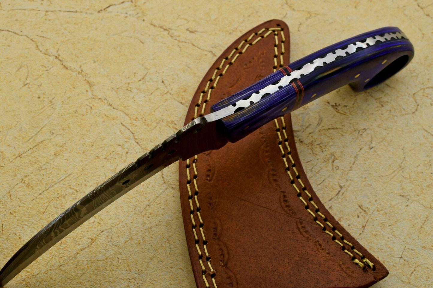 9" Custom Damascus Karambit Best Karambit Damascus Steel Knife With Wood Handle