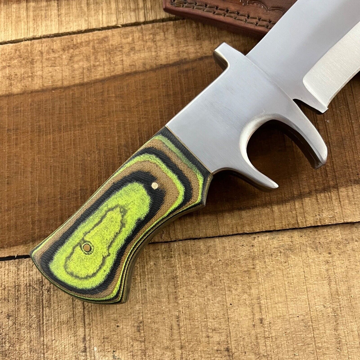 16 Inch Handmade D2 Steel Bowie Knife with Wood Handle and Steel Guard