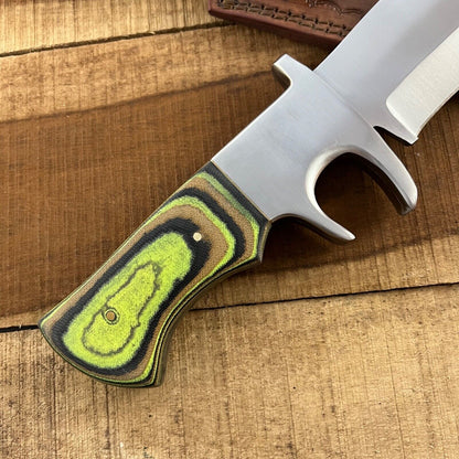16 Inch Handmade D2 Steel Bowie Knife with Wood Handle and Steel Guard